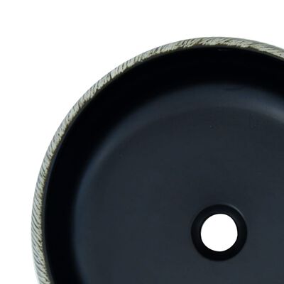 vidaXL Praustuvas ant stalviršio, juodas/pilkas, 41x14cm, keramika