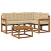 vidaXL Lauko sofos komplektas su pagalve 5 pcs Natūralus ir bežinis