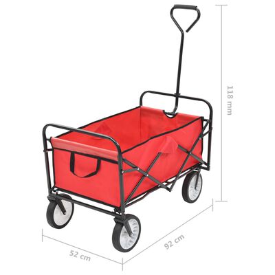 vidaXL Sulankstomas rankinis vežimėlis, raudonas, plienas