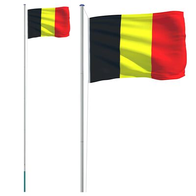 vidaXL Belgijos vėliava su stiebu, aliuminis, 6,23m