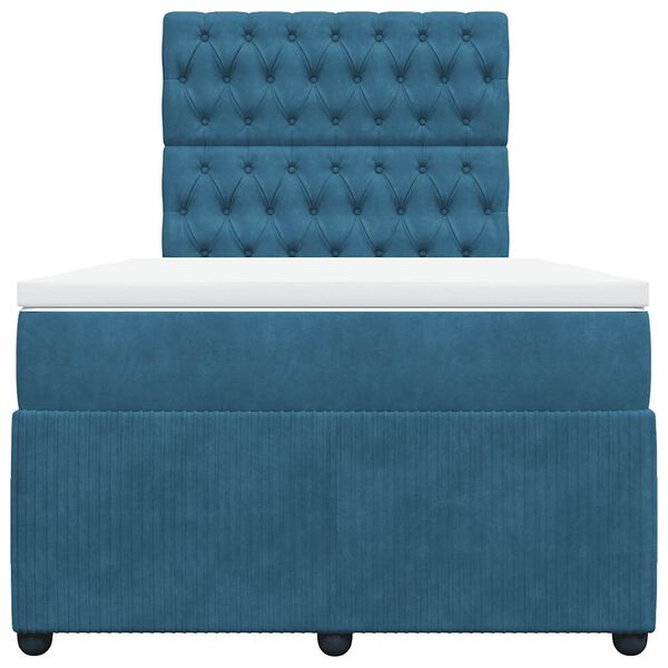 vidaXL Lova su spyruoklėmis ir čiužiniu, mėlyna, 120x190cm, aksomas