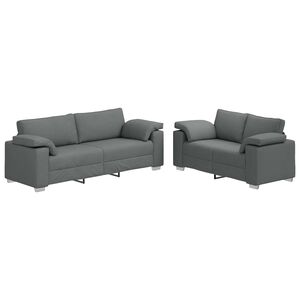 vidaXL Sofa 2 pcs Tamsiai pilka 219 x 80 x 82 cm audinys