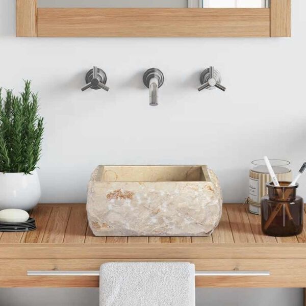 vidaXL Praustuvas, kreminės spalvos, 30x30x13cm, marmuras