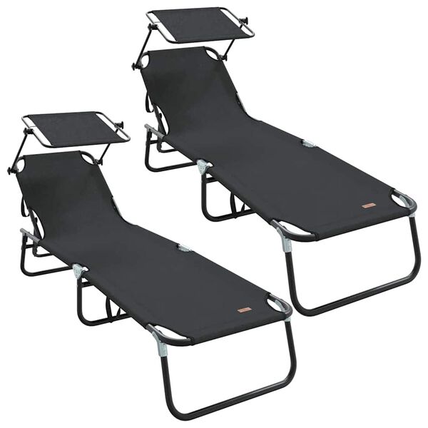 vidaXL Sulankstomas gultas 2-asmuo 2 pcs Juoda 56 x 190 x 81cm audinys