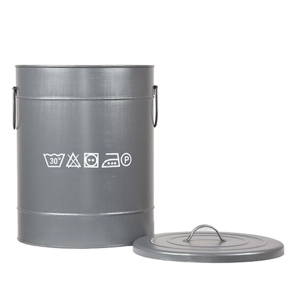 LABEL51 Skalbinių dėžė, pilka, 32x32x43cm, senovinio dizaino, M