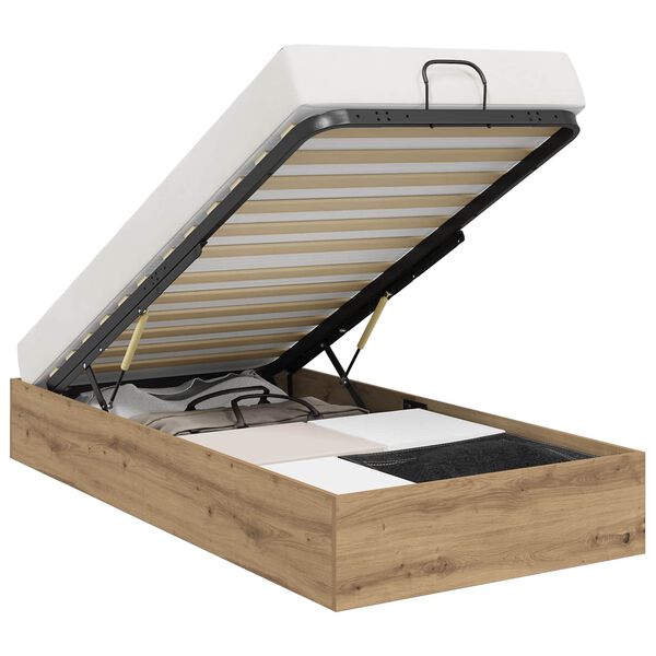 vidaXL Otomano lovos rėmas su saugykla Amatinė Ąžuolas 90 x 200 cm