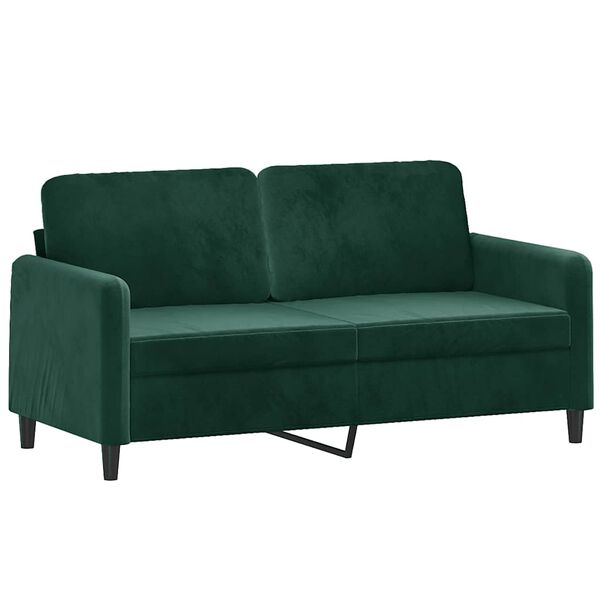 vidaXL Dvivietė sofa, tamsiai žalios spalvos, 140cm, aksomas
