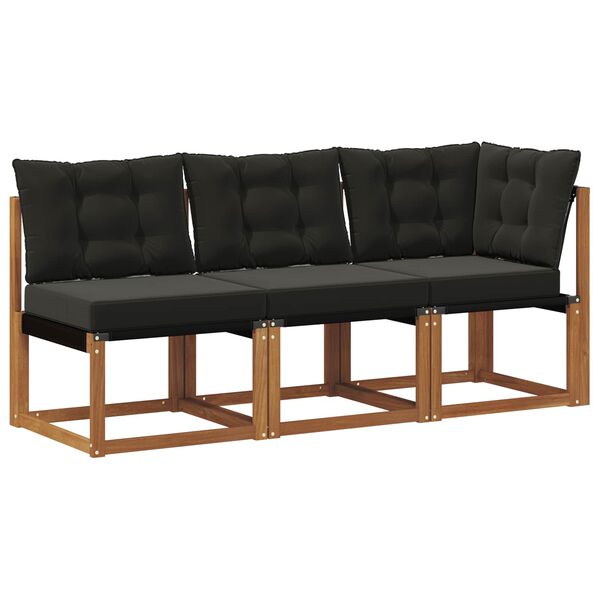 vidaXL Lauko vidurinė ir kampinė sofa su pagalve 3 Vienetas Natūrali