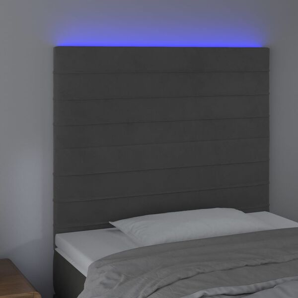 vidaXL Galvūgalis su LED, tamsiai pilkas, 100x5x118/128cm, aksomas