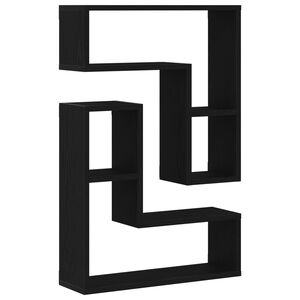 vidaXL Sieninės lentynos su lentyna 2 pcs juoda ąžuolo 50 x 15 x 85 cm