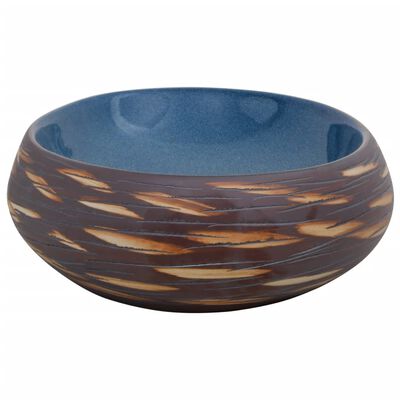 vidaXL Praustuvas ant stalviršio, rudas/mėlynas, 59x40x15 , keramika