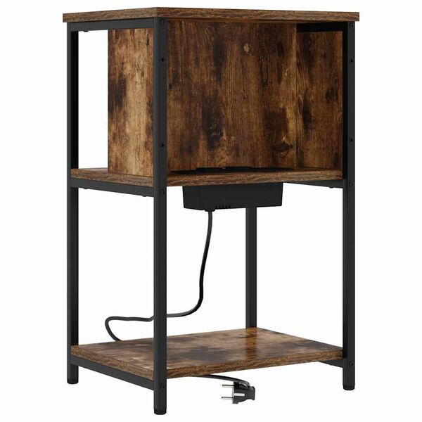 vidaXL &Scaron;alia lovos spintelė Rūkyta ąžuolas 38 x 31 x 61 cm