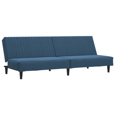 vidaXL Dvivietė sofa-lova, mėlynos spalvos, aksomas