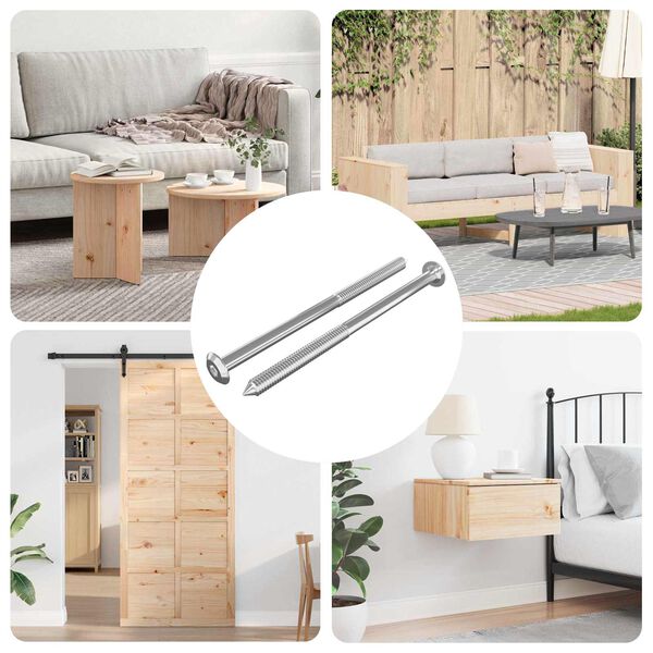 vidaXL Baldų varžtai 2 pcs Sidabro M6 x 100 mm Plienas