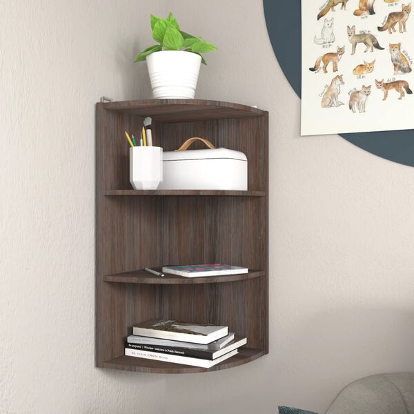 vidaXL Kampinė sieninė lentyna, pilka ir ąžuolo, 30x31,5x60cm, MDP