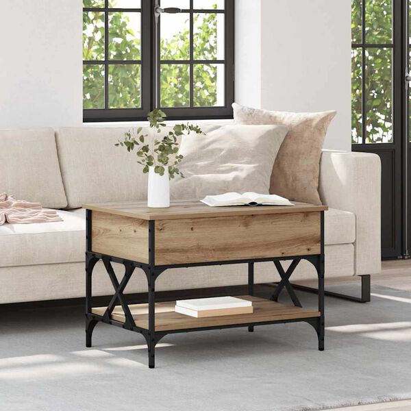 vidaXL Kavos staliukas Amatininkų ąžuolas 70x50x50cm Apdirbta mediena