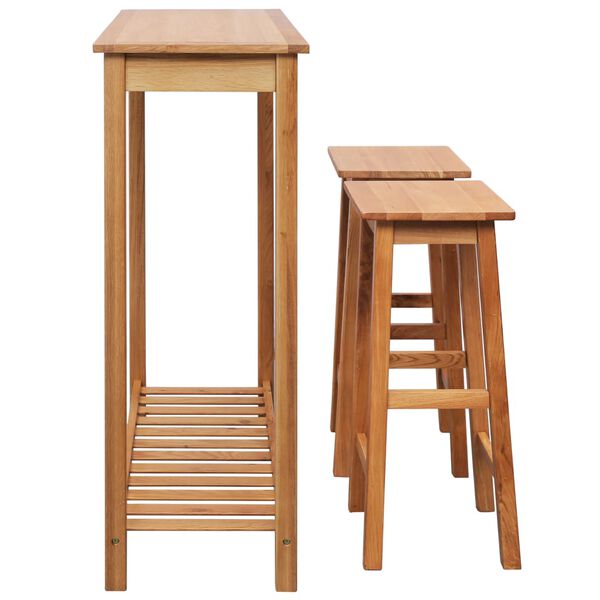 vidaXL Baro baldų komplektas, 3 dalių, ąžuolo medienos masyvas