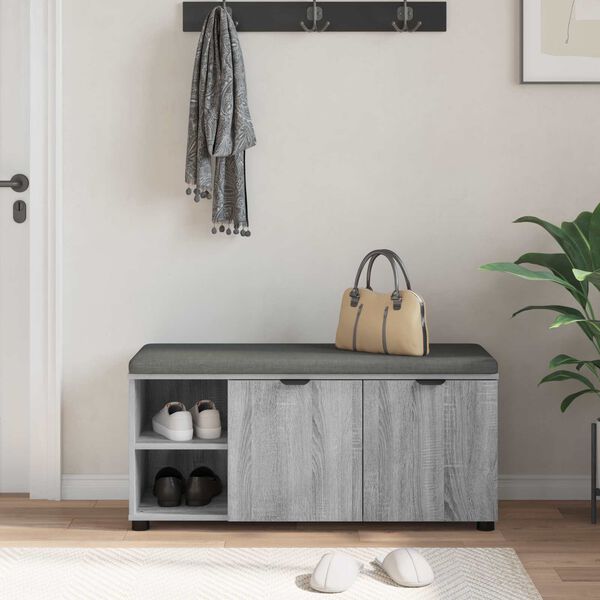 vidaXL Koridoriaus suolas su pagalve Pilka Sonoma 100 x 38 x 46 cm