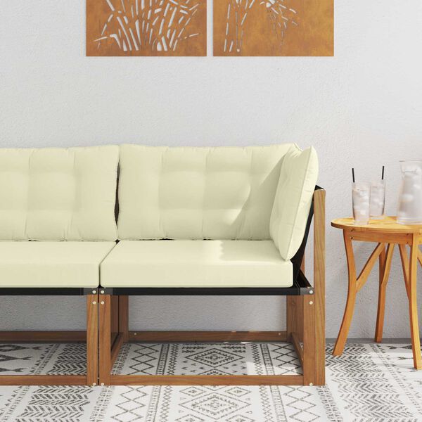 vidaXL Lauko kampinė sofa Kietos akacijos mediena Natūrali