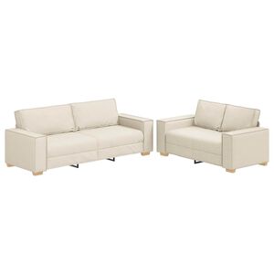 vidaXL Sofa 2 vnt. Smėlio Lino mi&scaron;inio audinys
