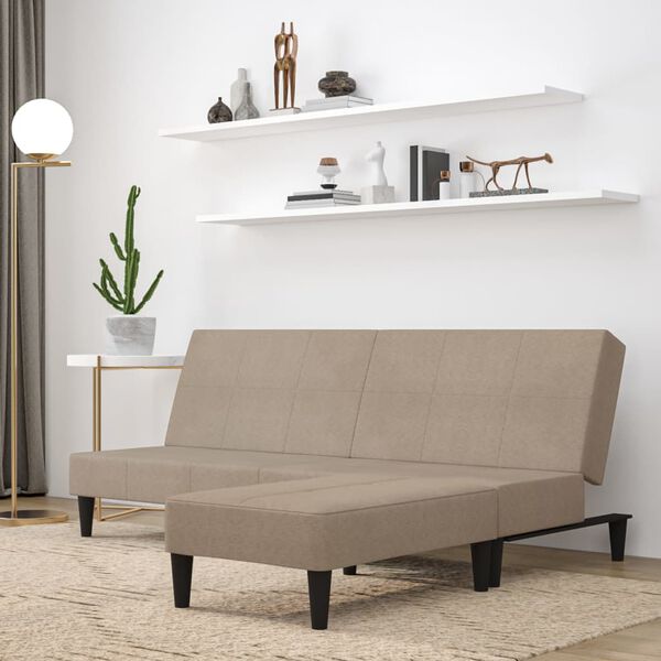 vidaXL Dvivietė sofa-lova su taburete, taupe, mikropluo&scaron;to audinys