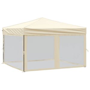 vidaXL Proginė palapinė su &scaron;oninėmis sienomis, kreminė, 3x3m