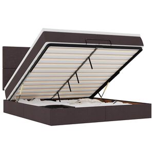 vidaXL Osmanų lovos rėmas su čiužiniais, rudas, 200x200cm, audinys