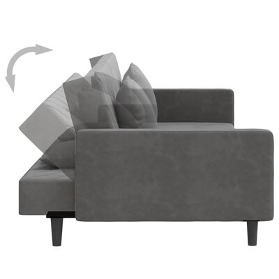 vidaXL Dvivietė sofa-lova su dvejomis pagalvėmis, pilka, aksomas