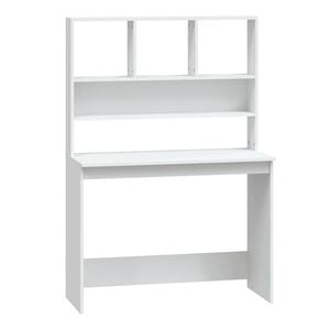 vidaXL Ra&scaron;omasis stalas su lentynomis, baltas, 102x45x148cm, mediena