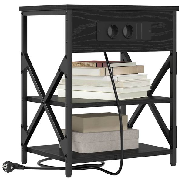 vidaXL &Scaron;alia lovos spintelė su lentyna Juodas ąžuolas 41 x 31 x 51 cm