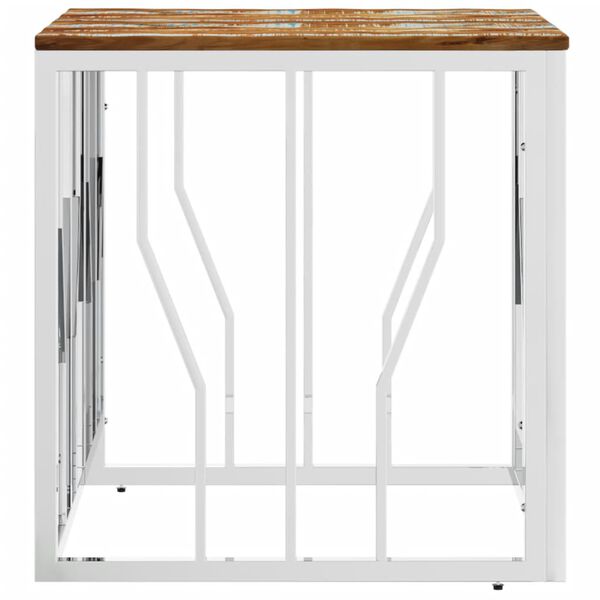 vidaXL Kavos staliukas, sidabrinis, plienas ir perdirbta mediena