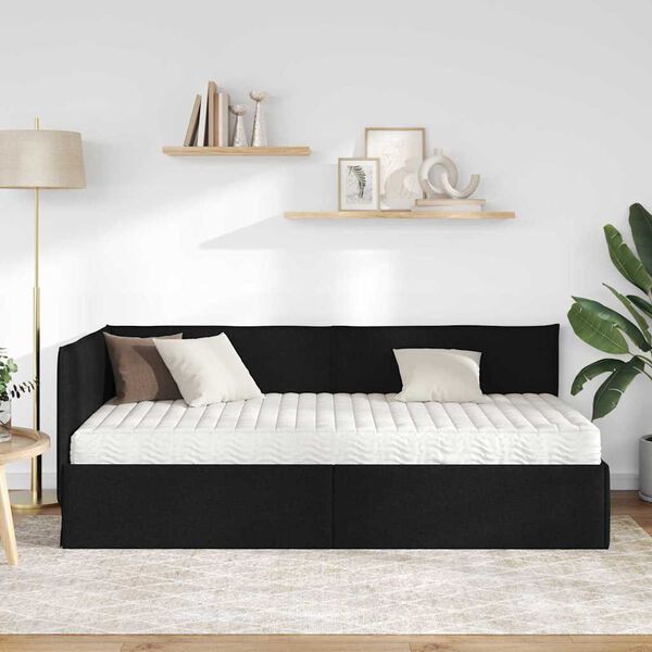 vidaXL Kampinė lovos konstrukcija su čiužiniu 2 pcs Žalia Aksomas