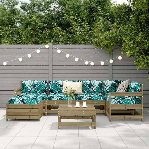 vidaXL Sodo sofos komplektas, 7 dalių, impregnuota pu&scaron;is