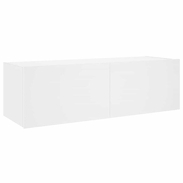 vidaXL Sieninė TV spintelė su LED lemputėmis, balta, 100x35x31cm