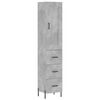 vidaXL Komoda, betono pilkos spalvos, 34,5x34x180cm, apdirbta mediena