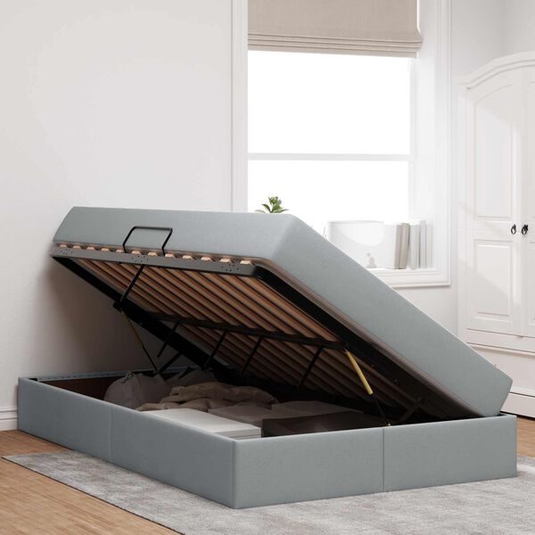 vidaXL Lova su daiktų laikymo vieta ir čiužiniu &Scaron;viesiai pilka