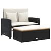 vidaXL Dvivietė sodo sofa su pagalvėlėmis, juoda, poliratanas/akacija