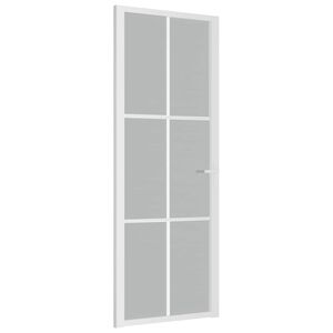 vidaXL Vidaus durys, baltos, 76x201,5cm, matinis stiklas ir aliuminis