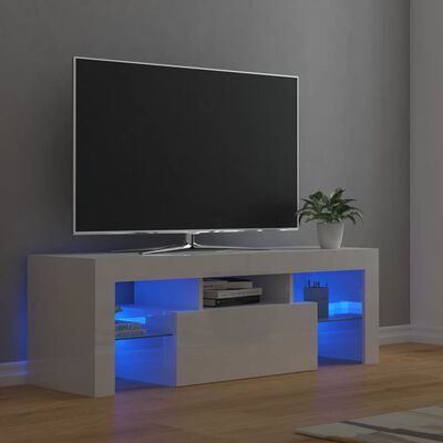 vidaXL TV spintelė su LED apšvietimu, balta, 120x35x40cm, blizgi