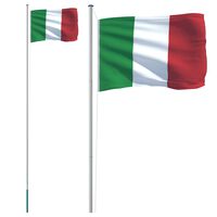 vidaXL Italijos vėliava su stiebu, aliuminis, 6,23m
