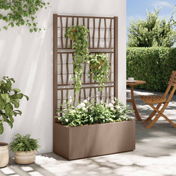 vidaXL Sodas vazonas su trellis Ruda 80 x 36 x 140 cm PP