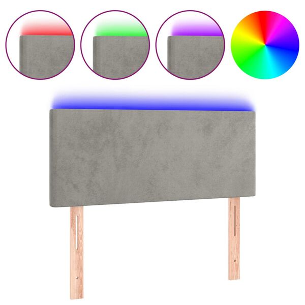 vidaXL Galvūgalis su LED, &scaron;viesiai pilkas, 90x5x78/88cm, aksomas