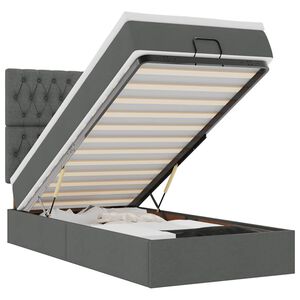 vidaXL Osmanų lovos rėmas su čiužiniu, pilkas, 90x190cm, audinys