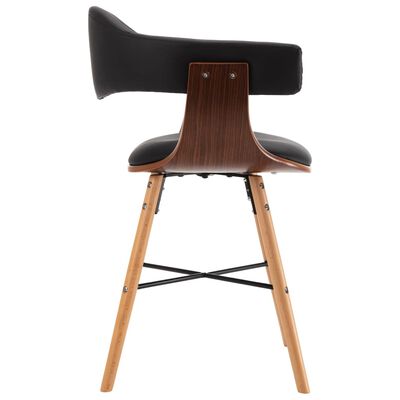 vidaXL Valgomojo kėdės, 2vnt., juodos spalvos, dirbtinė oda ir mediena