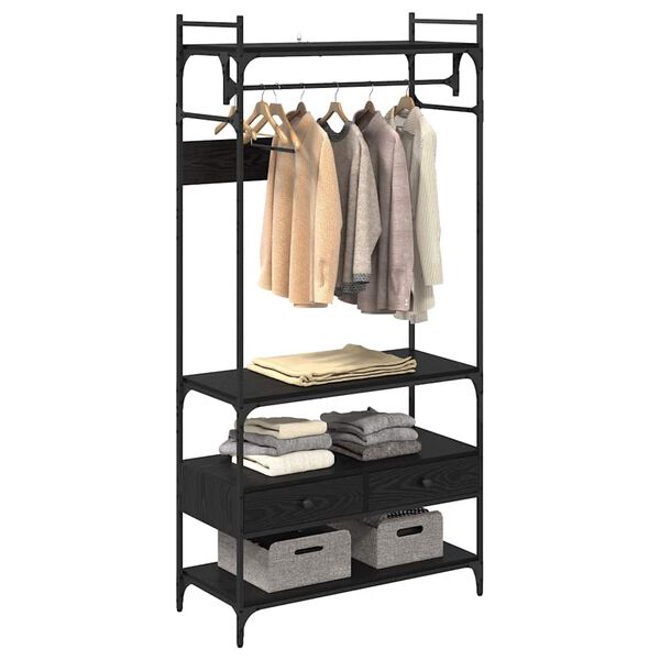 vidaXL Spinta juoda ąžuolo 89 x 39 x 184.5 cm Apdirbta mediena