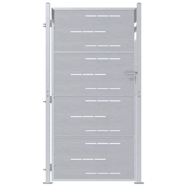 vidaXL Sodo vartai su užraktu Sidabro 96 x 200 cm Nerūdijantis Plienas
