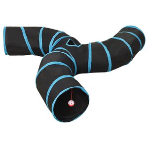 vidaXL Katės tunelis, 3 dalių, juodas ir mėlynas, 25 cm, poliesteris
