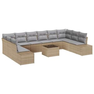 vidaXL Sodo Sofų Rinkinys 10 vnt. 9 vietos Bežinė ir &scaron;viesiai pilka