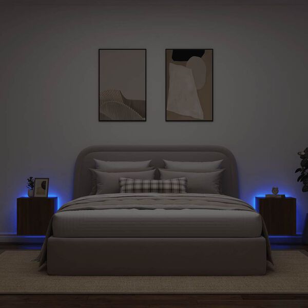 vidaXL Sieninės TV spintelės su LED, 2vnt., rudos, 40,5x35x40cm