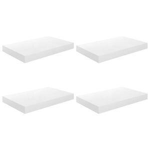 vidaXL Pakabinamos sieninės lentynos, 4vnt., baltos, 40x23,5x3,8cm, MDF